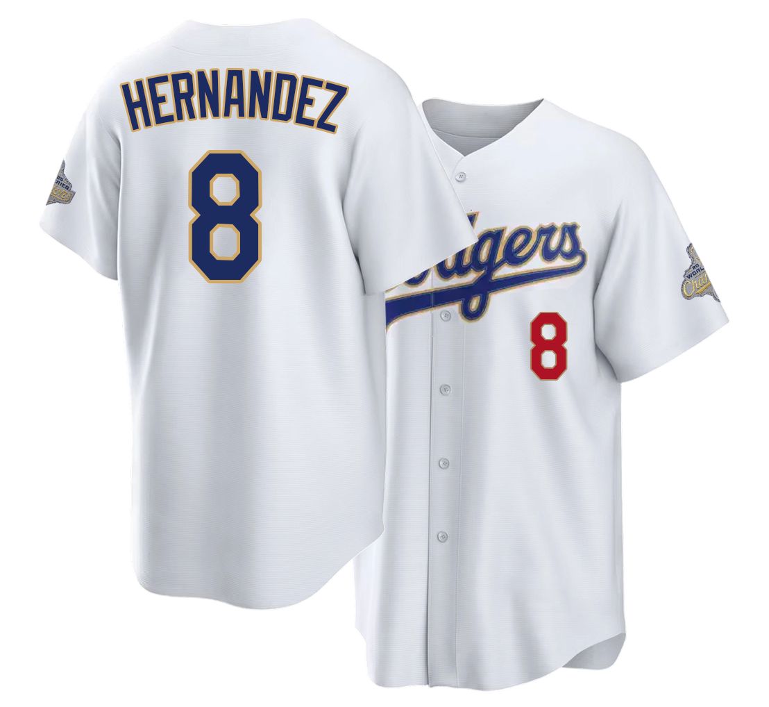 Los Angeles D #8 Hernandez Player Baseball Short Sleeve White Jersey Enrique For Men Women Youth Gift