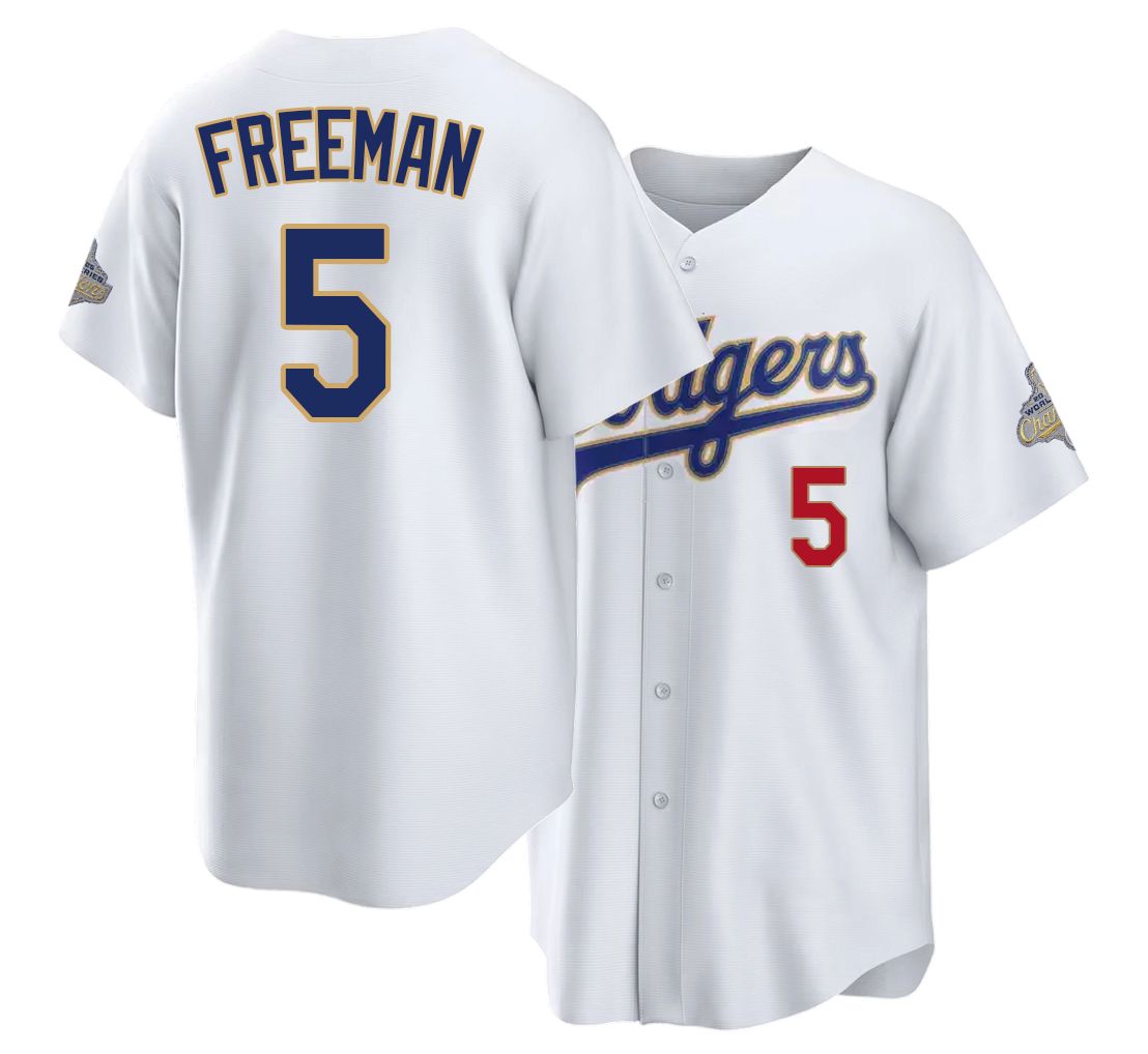 Los Angeles D #5 Freeman Player Baseball Short Sleeve White Jersey Freddie For Men Women Youth Gift