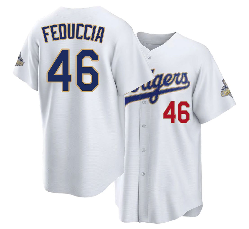 Los Angeles D #46 Feduccia Player Baseball Short Sleeve White Jersey Hunter For Men Women Youth Gift