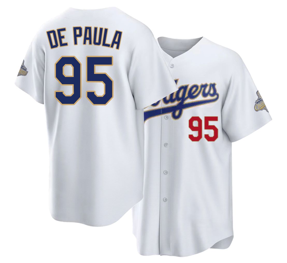 Los Angeles D #95 De Paula Player Baseball Short Sleeve White Jersey Josue For Men Women Youth Gift