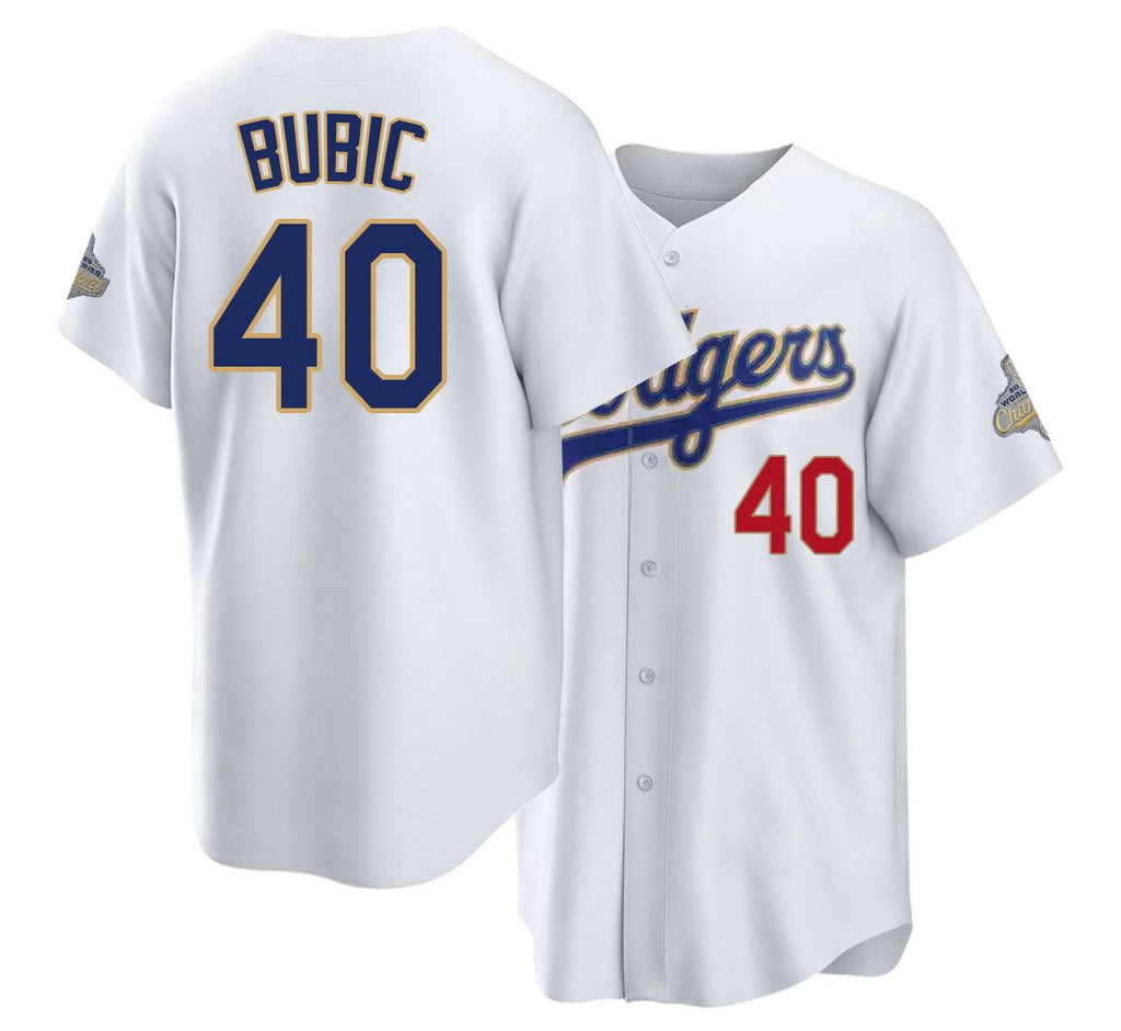 Los Angeles D #40 Bubic Player Baseball Short Sleeve White Jersey Kris For Men Women Youth Gift