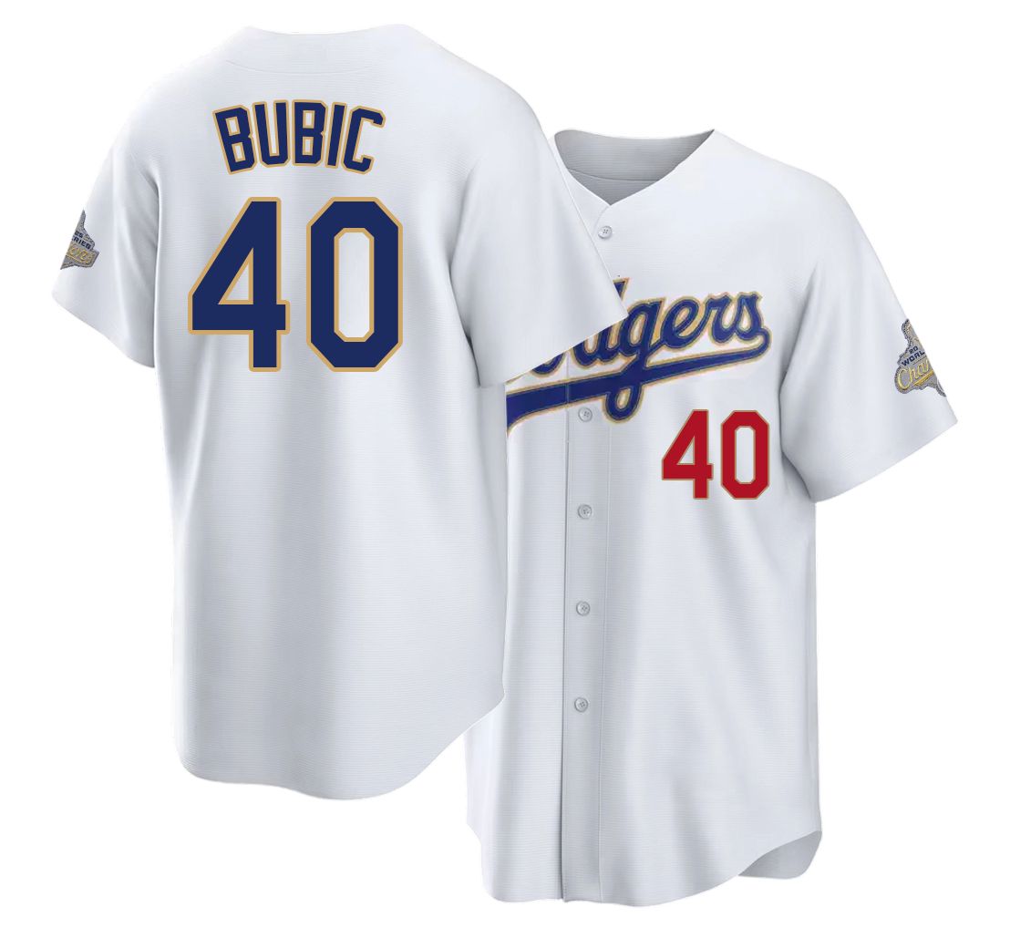 Los Angeles D #40 Bubic Player Baseball Short Sleeve White Jersey Kris For Men Women Youth Gift