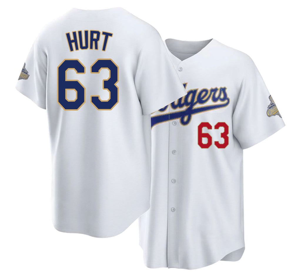 Los Angeles D #63 Hurt Player Baseball Short Sleeve White Jersey Kyle For Men Women Youth Gift