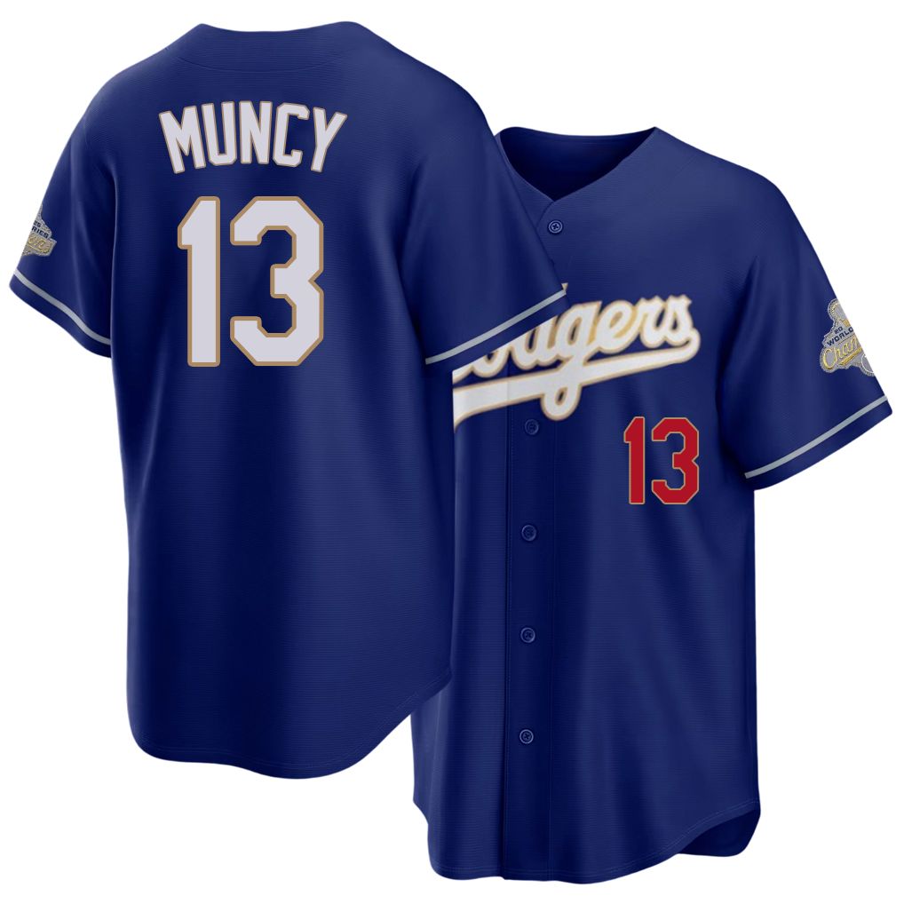 Los Angeles D #13 Muncy Player Baseball Short Sleeve Royal Jersey Max For Men Women Youth Gift