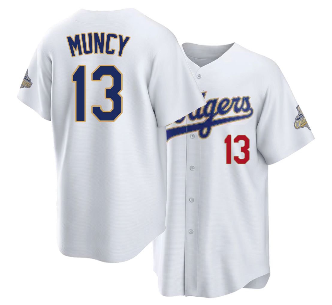 Los Angeles D #13 Muncy Player Baseball Short Sleeve White Jersey Max For Men Women Youth Gift