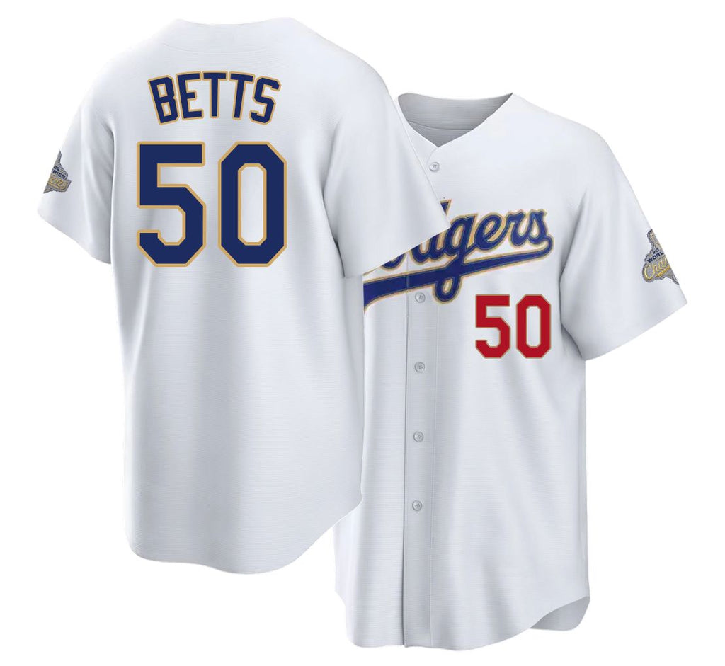 Los Angeles D #50 Betts Player Baseball Short Sleeve White Jersey Mookie For Men Women Youth Gift