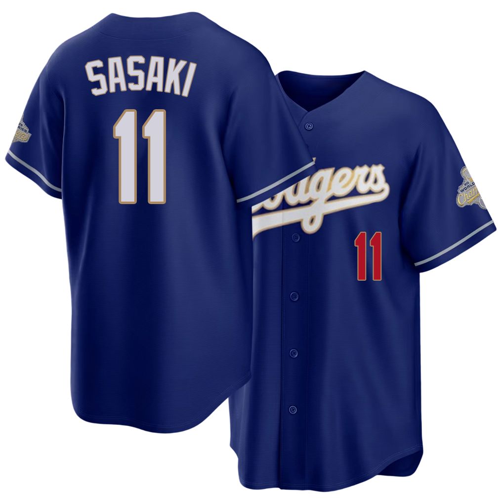 Los Angeles D #11 Sasaki Player Baseball Short Sleeve Royal Jersey Roki For Men Women Youth Gift