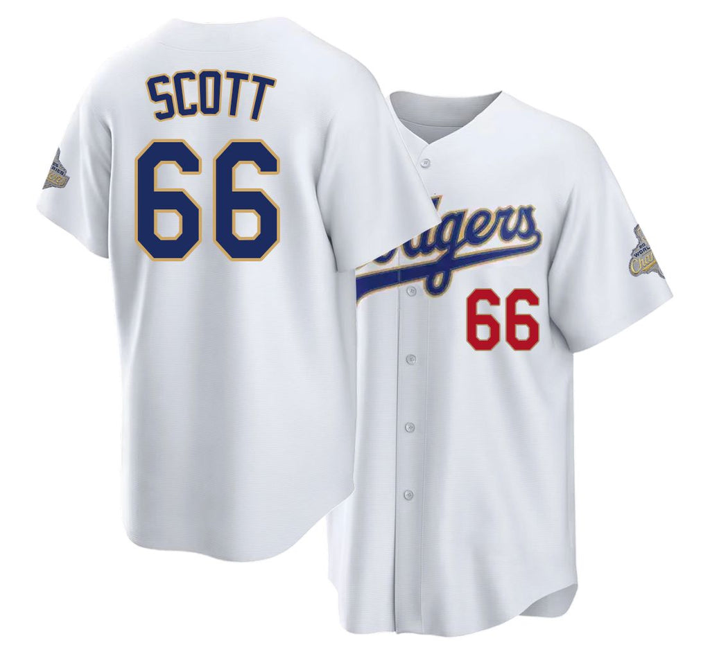 Los Angeles D #66 Scott Player Baseball Short Sleeve White Jersey Tanner For Men Women Youth Gift