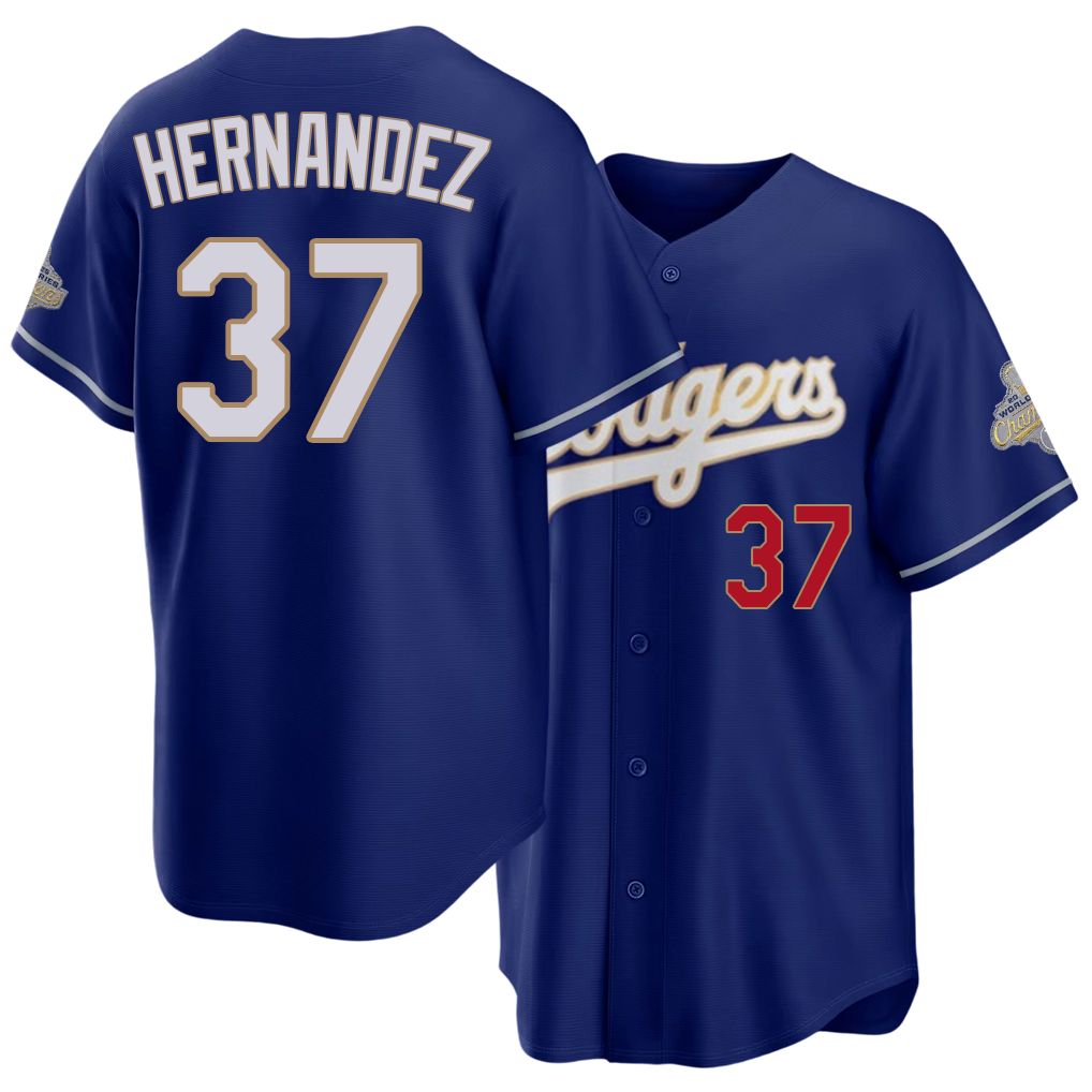 Los Angeles D #37 Hernandez Player Baseball Short Sleeve Royal Jersey Teoscar For Men Women Youth Gift
