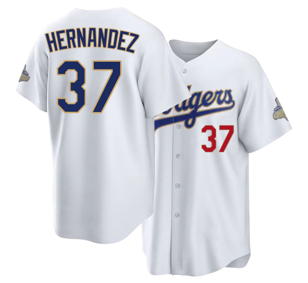 Los Angeles D #37 Hernandez Player Baseball Short Sleeve White Jersey Teoscar For Men Women Youth Gift