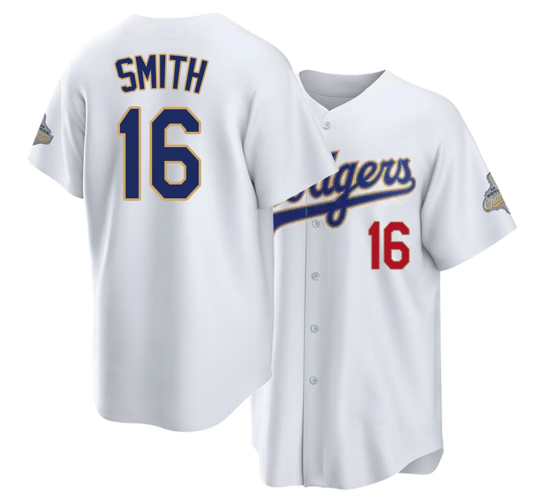 Los Angeles D #16 Smith Player Baseball Short Sleeve White Jersey Will For Men Women Youth Gift