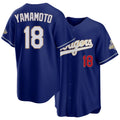 Los Angeles D #18 Yamamoto Player Baseball Short Sleeve Royal Jersey Yoshinobu For Men Women Youth Gift