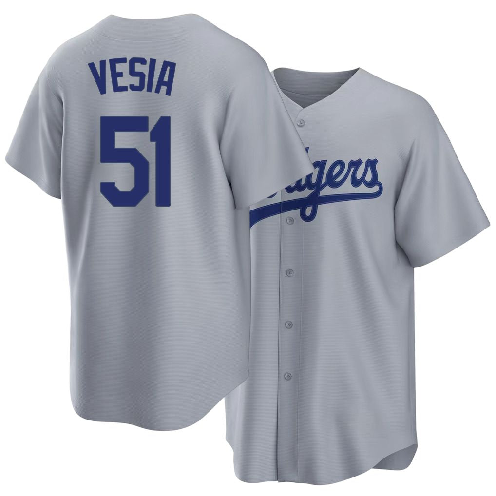 Los Angeles D #51 Vesia Player Baseball Short Sleeve Gray Jersey Alex For Men Women Youth Gift
