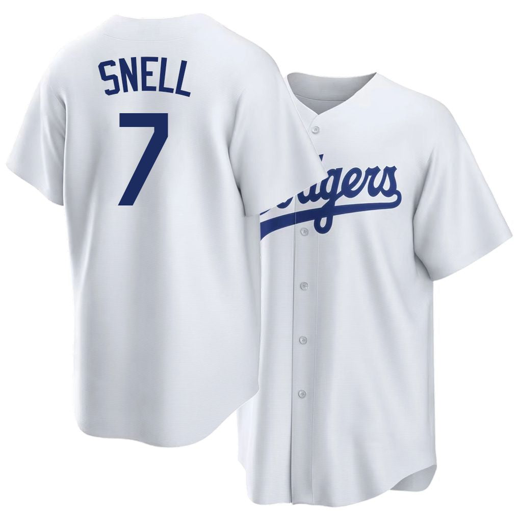 Los Angeles D #7 Snell Player Baseball Short Sleeve White Jersey Blake For Men Women Youth Gift