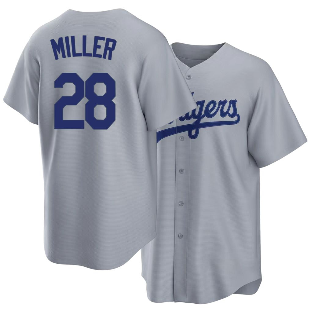 Los Angeles D #28 Miller Player Baseball Short Sleeve Gray Jersey Bobby For Men Women Youth Gift