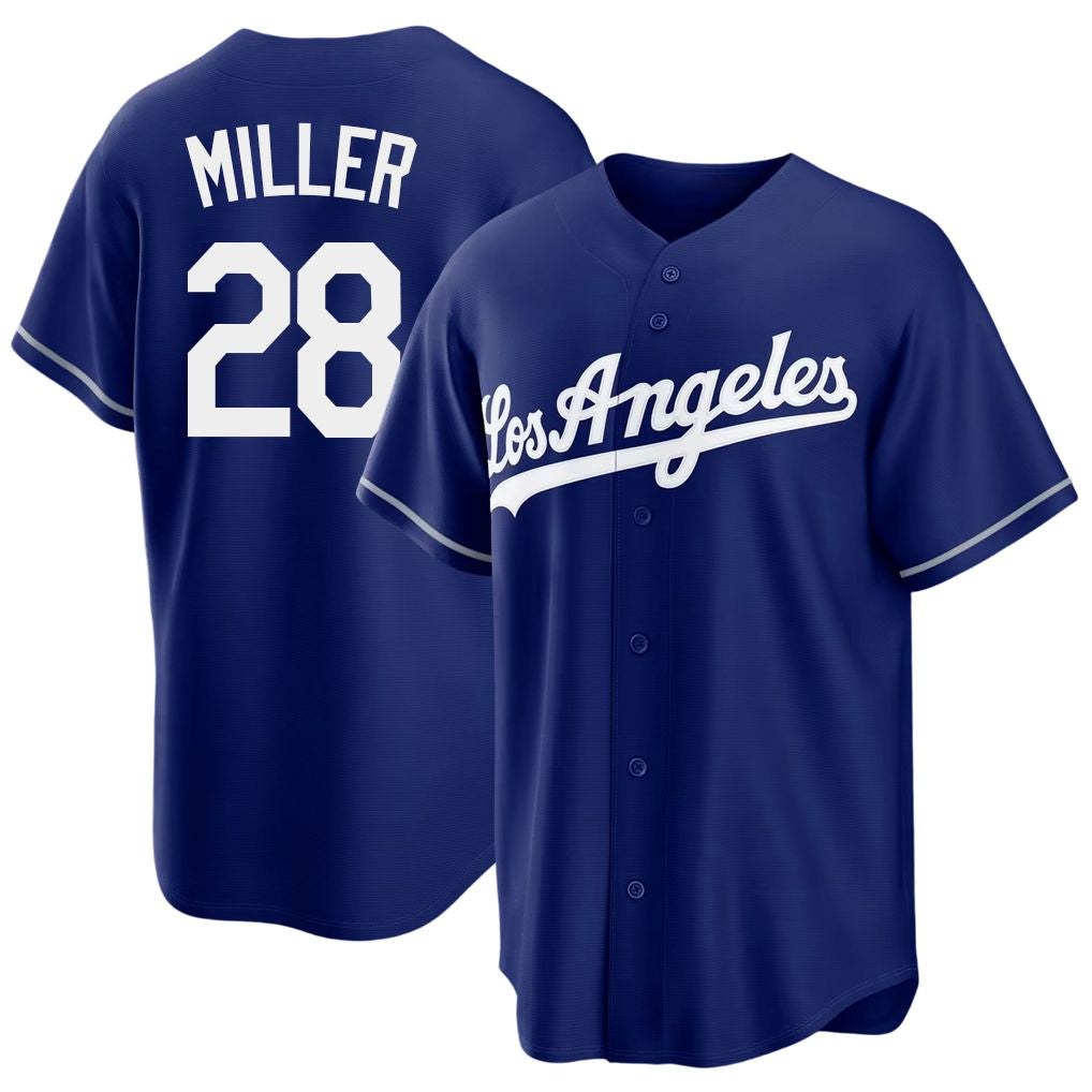 Los Angeles D #28 Miller Player Baseball Short Sleeve Royal Jersey Bobby For Men Women Youth Gift