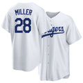 Los Angeles D #28 Miller Player Baseball Short Sleeve White Jersey Bobby For Men Women Youth Gift