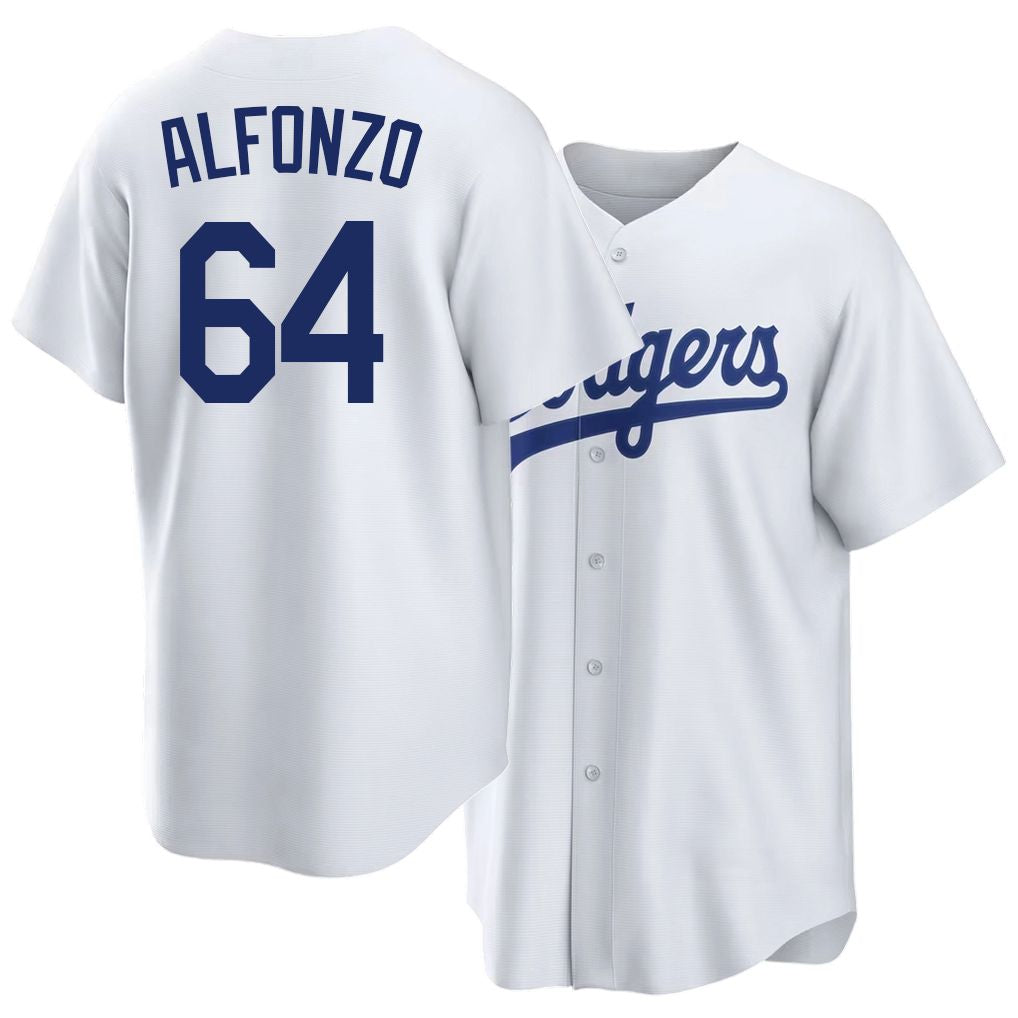 Los Angeles D #64 Alfonzo Player Baseball Short Sleeve White Jersey Eliezer For Men Women Youth Gift