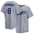 Los Angeles D #8 Hernandez Player Baseball Short Sleeve Gray Jersey Enrique For Men Women Youth Gift