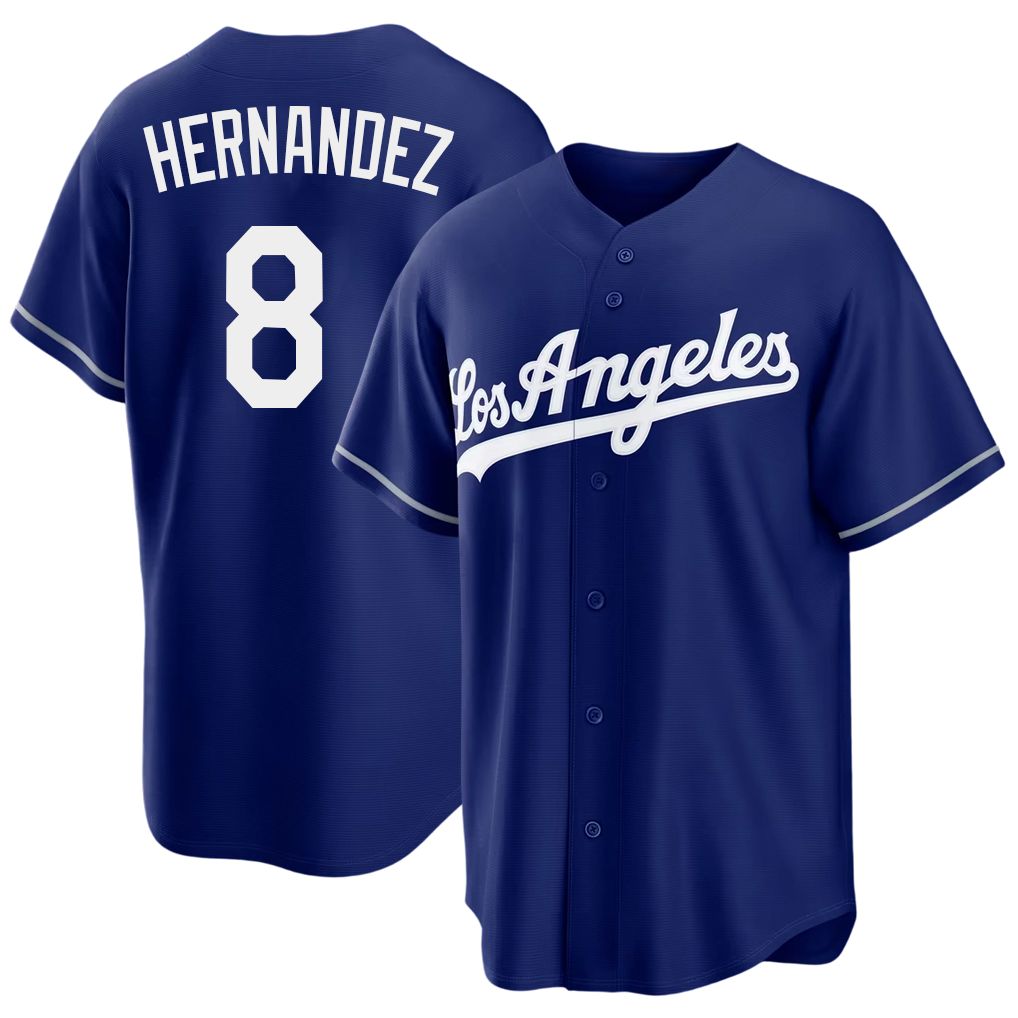 Los Angeles D #8 Hernandez Player Baseball Short Sleeve Royal Jersey Enrique For Men Women Youth Gift