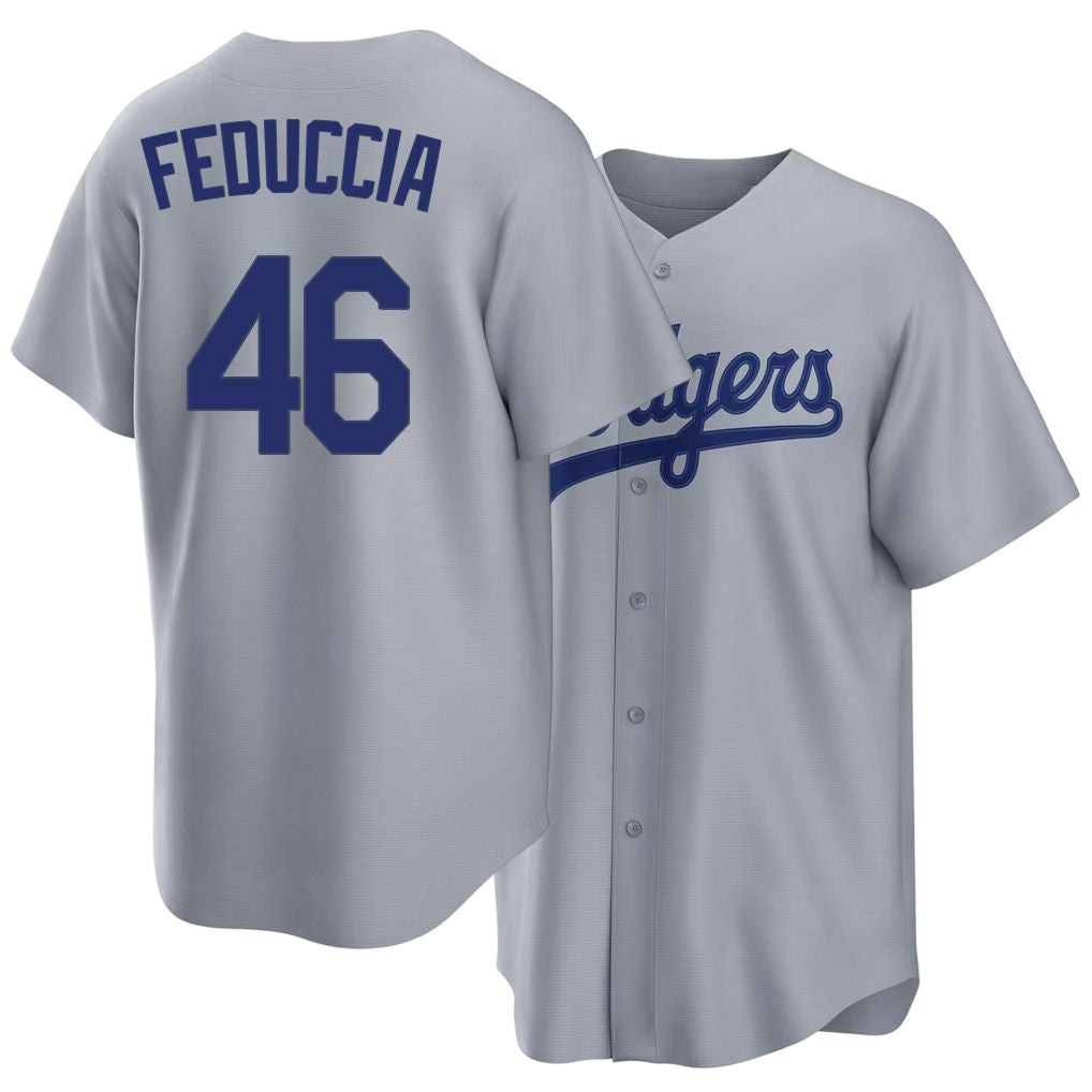 Los Angeles D #46 Feduccia Player Baseball Short Sleeve Gray Jersey Hunter For Men Women Youth Gift