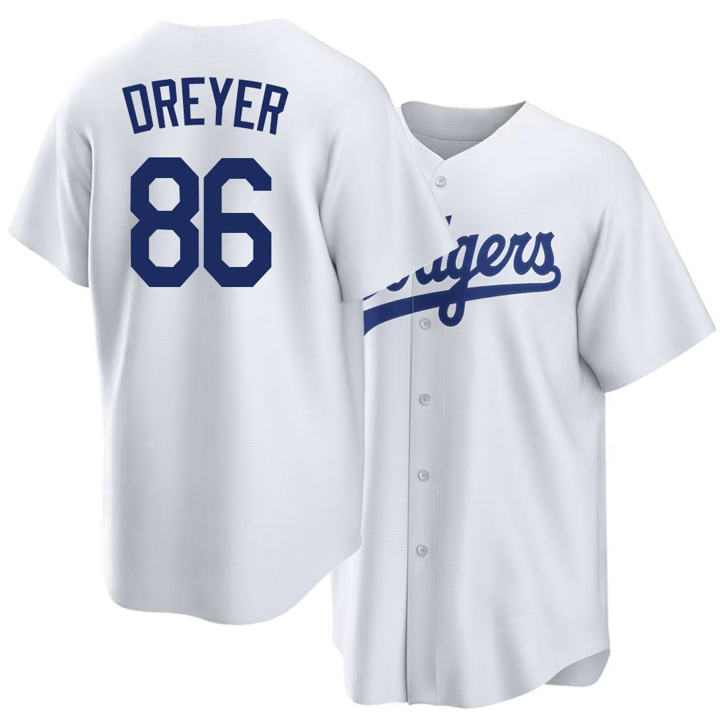 Los Angeles D #86 Dreyer Player Baseball Short Sleeve White Jersey Jack For Men Women Youth Gift