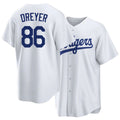 Los Angeles D #86 Dreyer Player Baseball Short Sleeve White Jersey Jack For Men Women Youth Gift