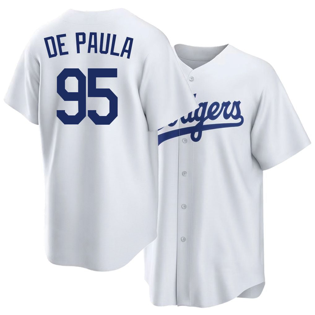 Los Angeles D #95 De Paula Player Baseball Short Sleeve White Jersey Josue For Men Women Youth Gift