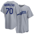 Los Angeles D #70 Wrobleski Player Baseball Short Sleeve Gray Jersey Justin For Men Women Youth Gift