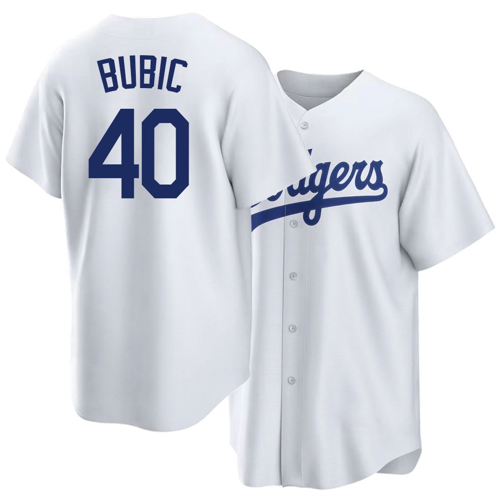 Los Angeles D #40 Bubic Player Baseball Short Sleeve White Jersey Kris For Men Women Youth Gift