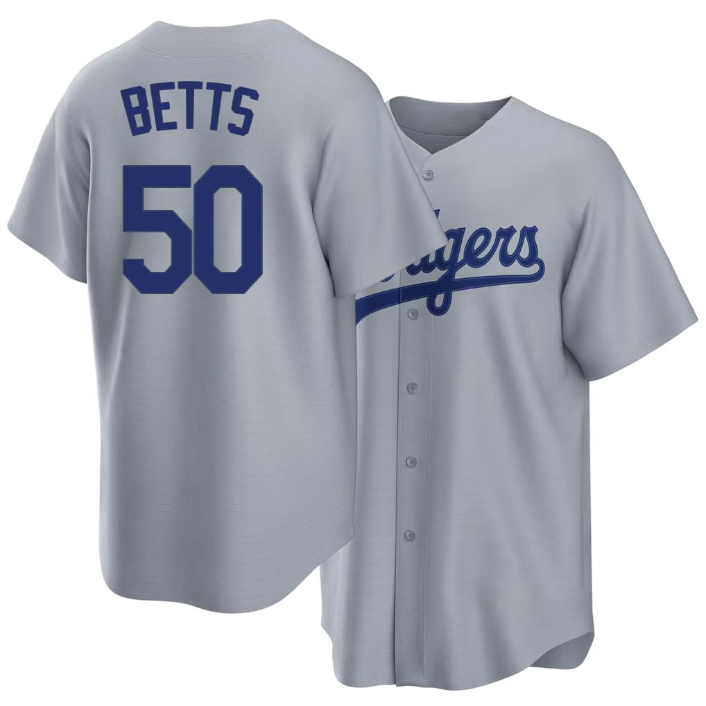 Los Angeles D #50 Betts Player Baseball Short Sleeve Gray Jersey Mookie For Men Women Youth Gift