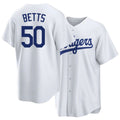 Los Angeles D #50 Betts Player Baseball Short Sleeve White Jersey Mookie For Men Women Youth Gift