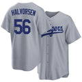 Los Angeles D #56 Halvorsen Player Baseball Short Sleeve Gray Jersey Seth For Men Women Youth Gift