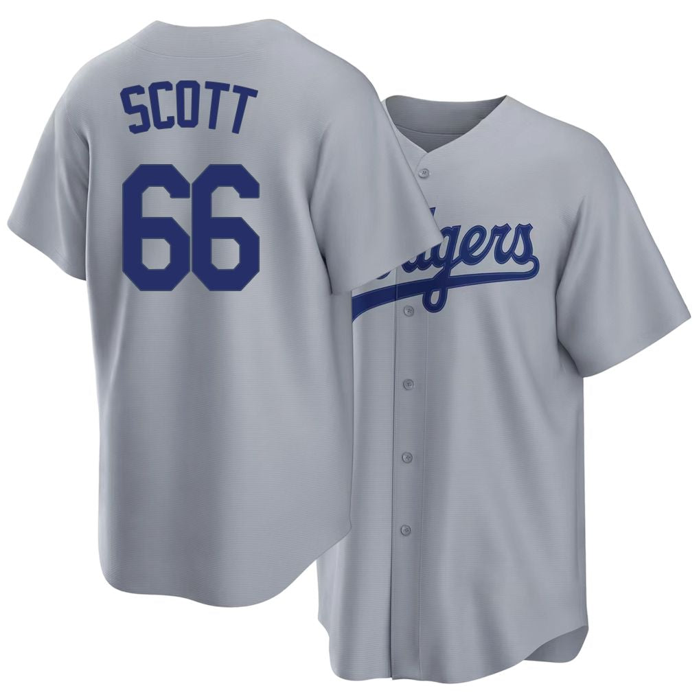 Los Angeles D #66 Scott Player Baseball Short Sleeve Gray Jersey Tanner For Men Women Youth Gift