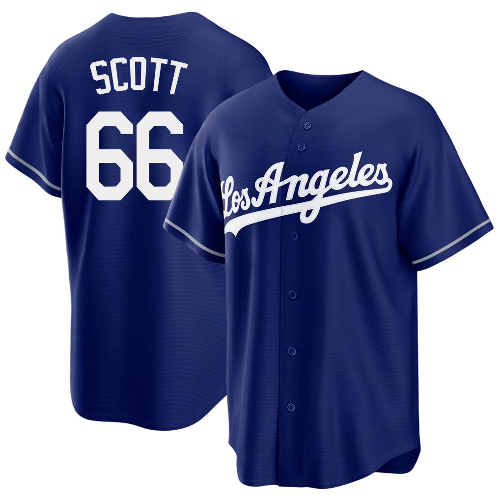Los Angeles D #66 Scott Player Baseball Short Sleeve Royal Jersey Tanner For Men Women Youth Gift