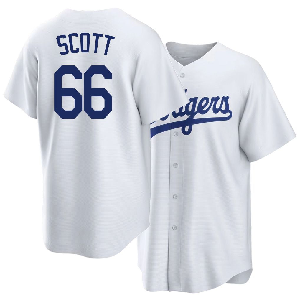 Los Angeles D #66 Scott Player Baseball Short Sleeve White Jersey Tanner For Men Women Youth Gift