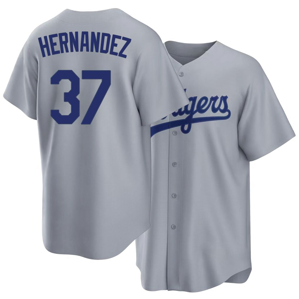 Los Angeles D #37 Hernandez Player Baseball Short Sleeve Gray Jersey Teoscar For Men Women Youth Gift