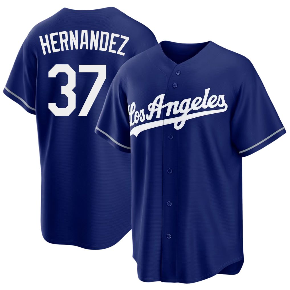 Los Angeles D #37 Hernandez Player Baseball Short Sleeve Royal Jersey Teoscar For Men Women Youth Gift