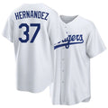 Los Angeles D #37 Hernandez Player Baseball Short Sleeve White Jersey Teoscar For Men Women Youth Gift