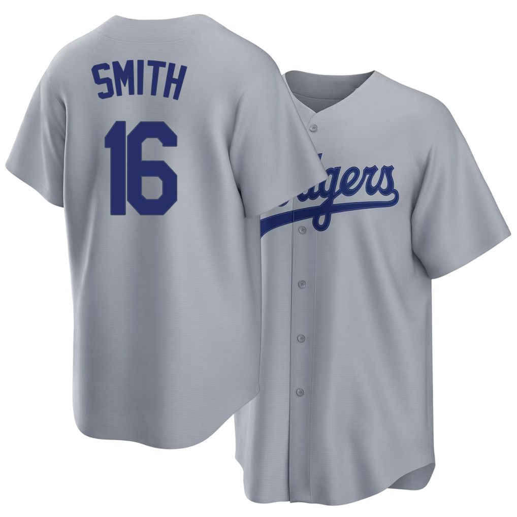 Los Angeles D #16 Smith Player Baseball Short Sleeve Gray Jersey Will For Men Women Youth Gift