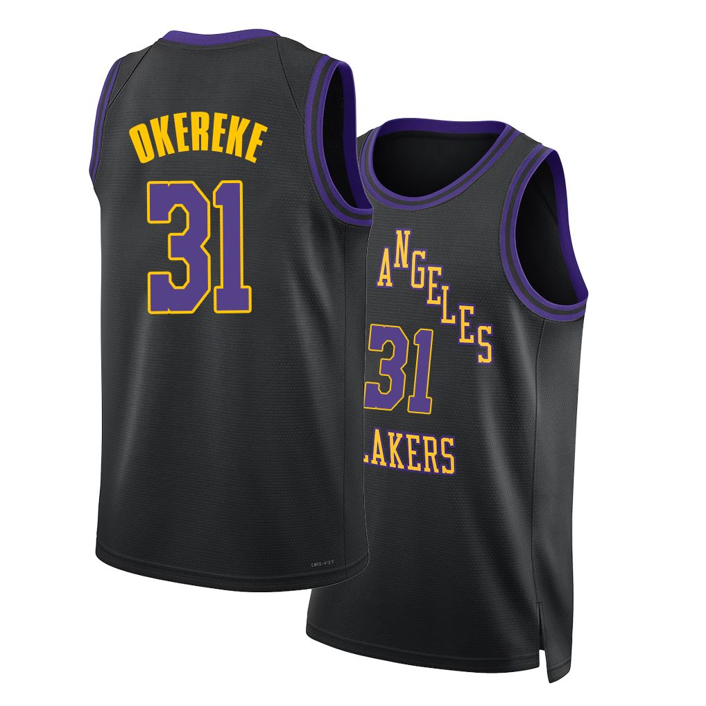 Los Angeles L #31 Okereke Player Basketball Sleeveless Black Jersey AK For Adult Youth