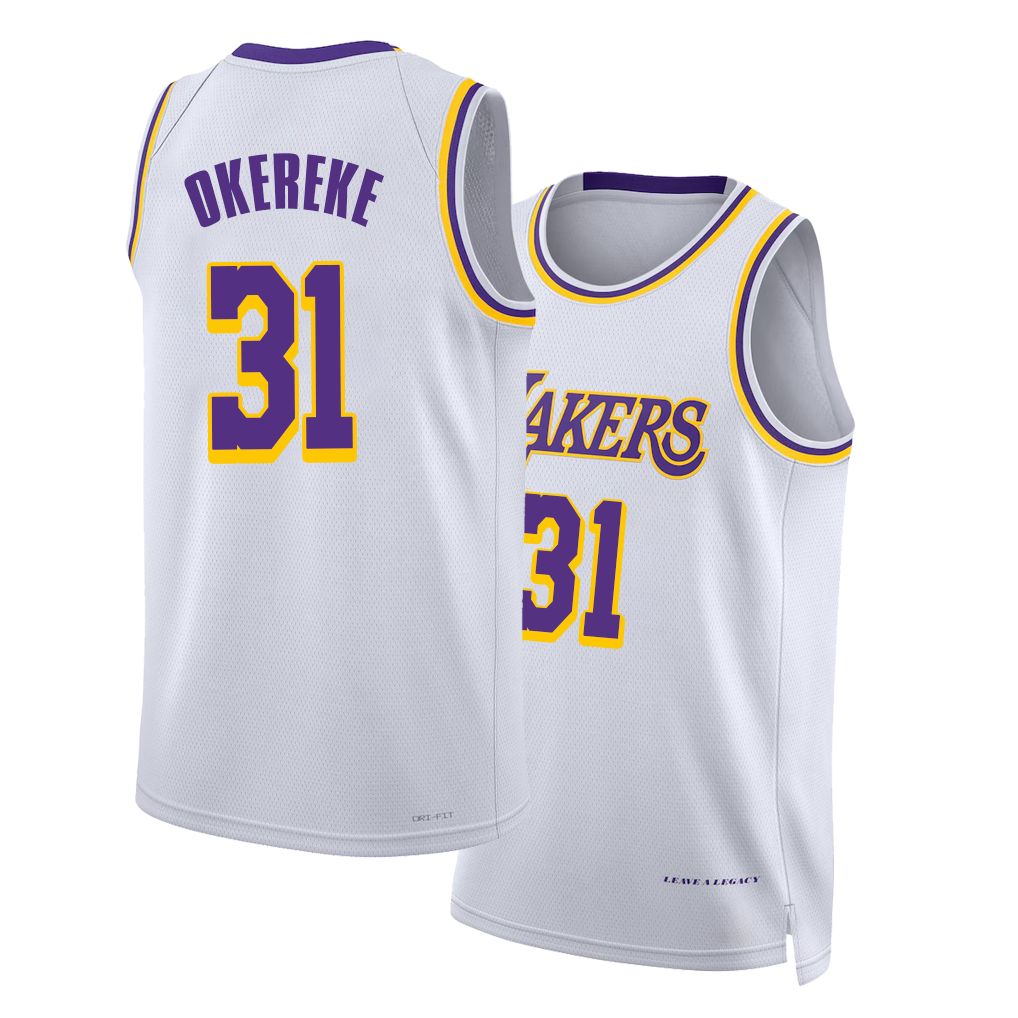 Los Angeles L #31 Okereke Player Basketball Sleeveless White Jersey AK For Adult Youth