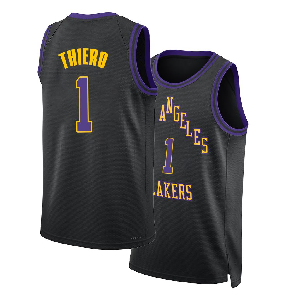 Los Angeles L #1 Thiero Player Basketball Sleeveless Black Jersey Adou For Adult Youth