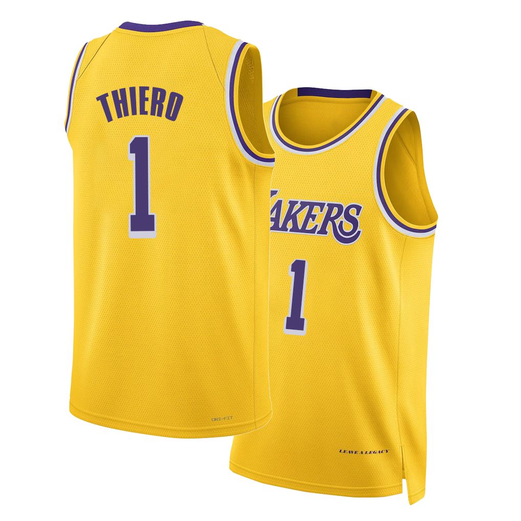 Los Angeles L #1 Thiero Player Basketball Sleeveless Gold Jersey Adou For Adult Youth