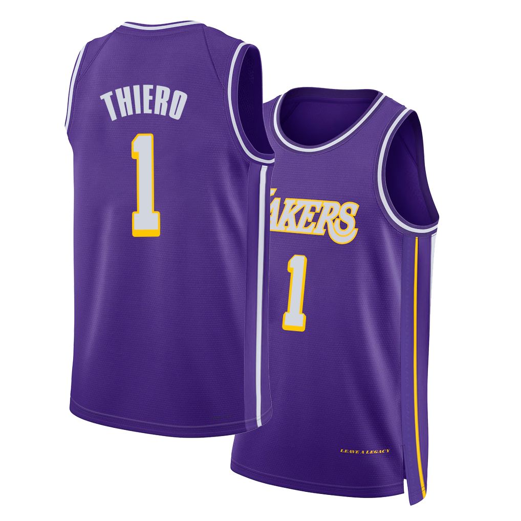 Los Angeles L #1 Thiero Player Basketball Sleeveless Purple Jersey Adou For Adult Youth