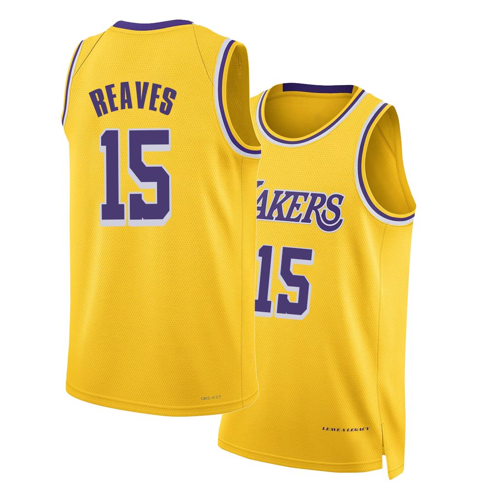 Los Angeles L #15 Reaves Player Basketball Sleeveless Gold Jersey Austin For Adult Youth