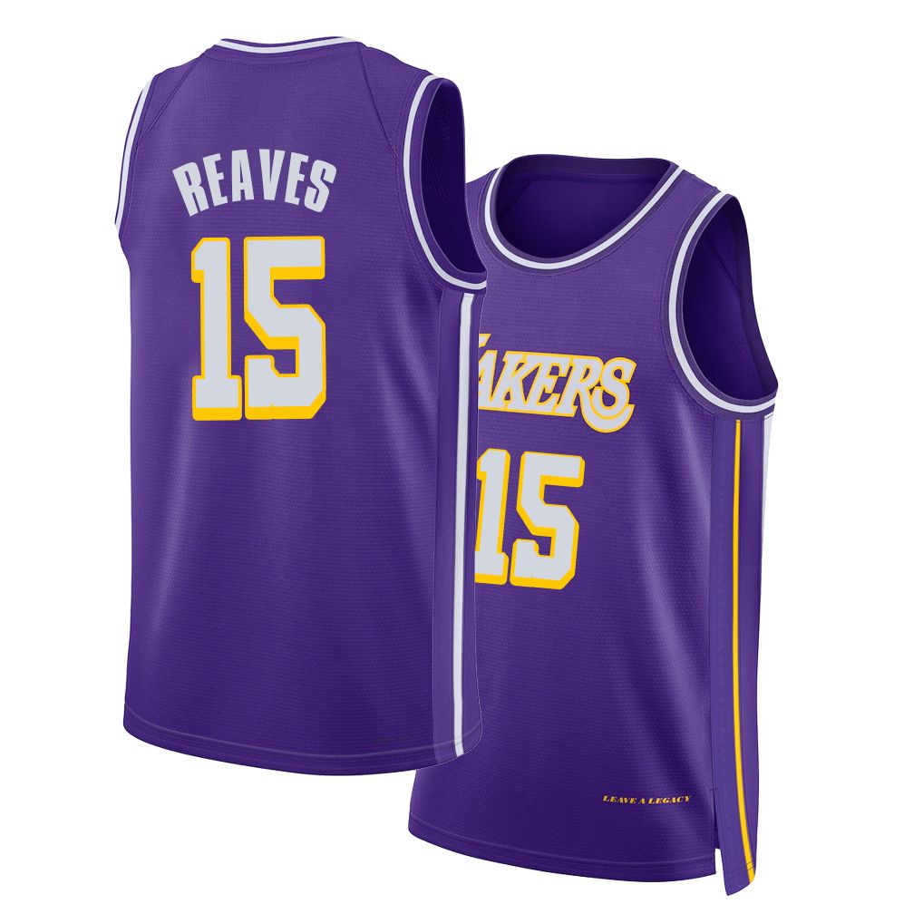 Los Angeles L #15 Reaves Player Basketball Sleeveless Purple Jersey Austin For Adult Youth