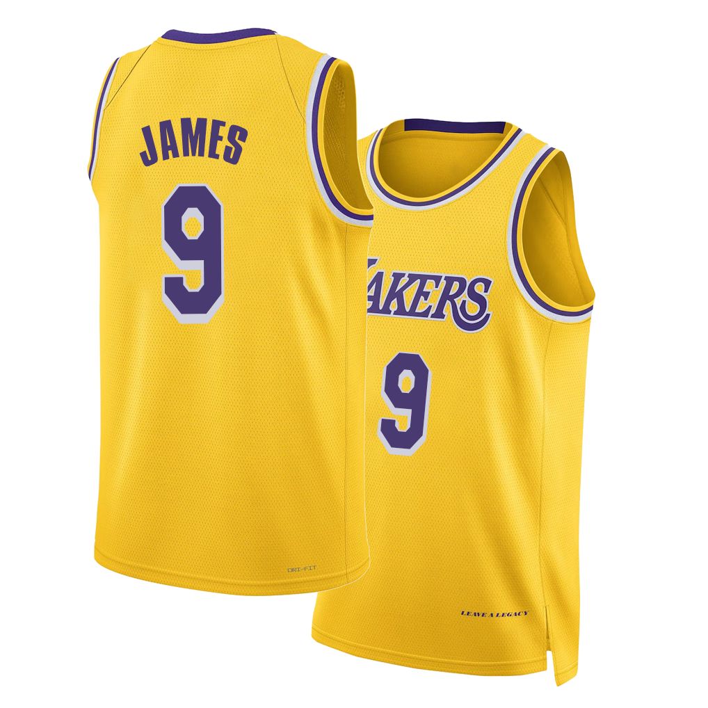 Los Angeles L #9 James Player Basketball Sleeveless Gold Jersey Bronny For Adult Youth