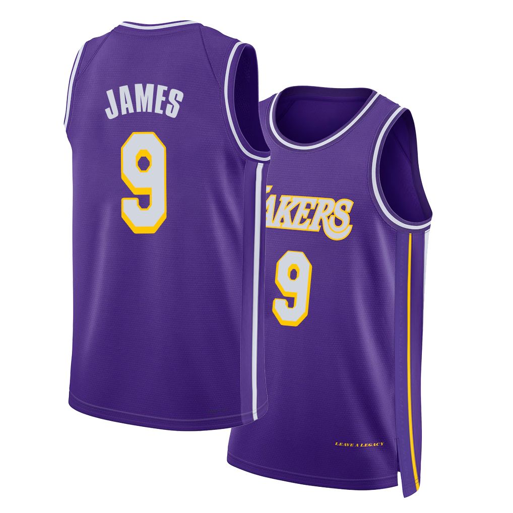 Los Angeles L #9 James Player Basketball Sleeveless Purple Jersey Bronny For Adult Youth
