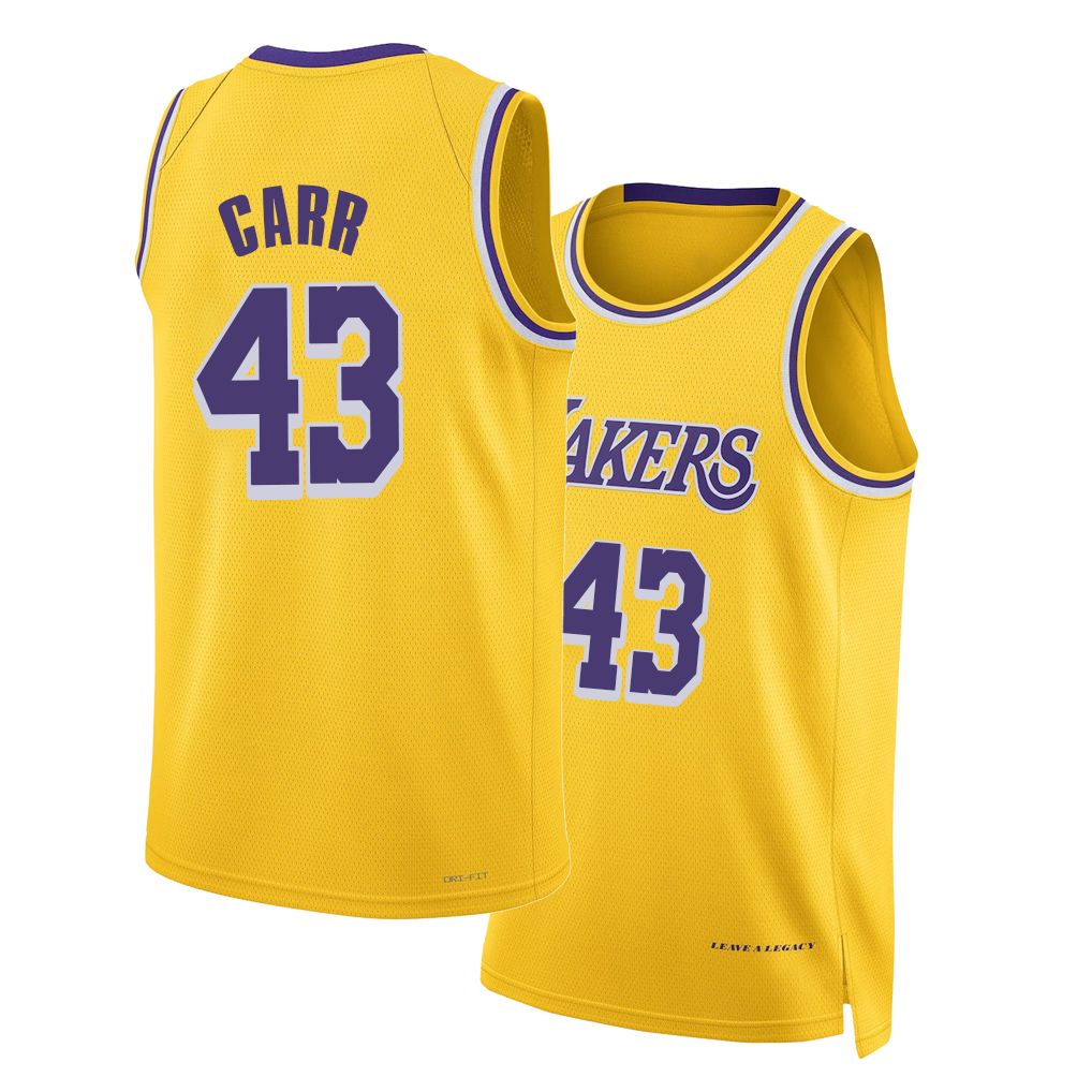 Los Angeles L #43 Carr Player Basketball Sleeveless Gold Jersey Cameron For Adult Youth